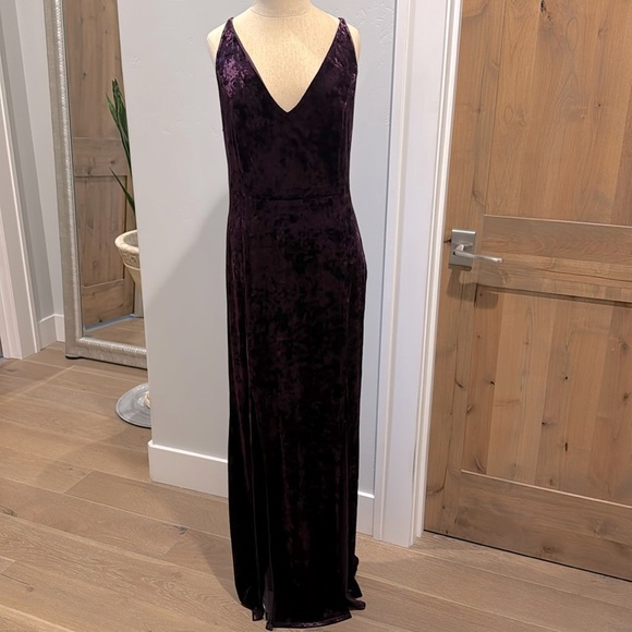 Calvin Klein Dresses & Skirts - Calvin Klein Crushed Velvet Maxi Evening Gown Womens 14 Purple Festive Party